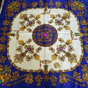 Berkshire scarf royal blue rolled hem + scarf pin